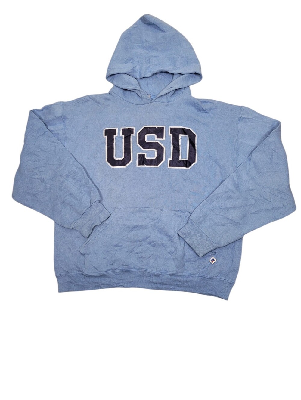 Y2K Russell University Of San Diego Blue Hoodie Sweatshirt Top Size: M
